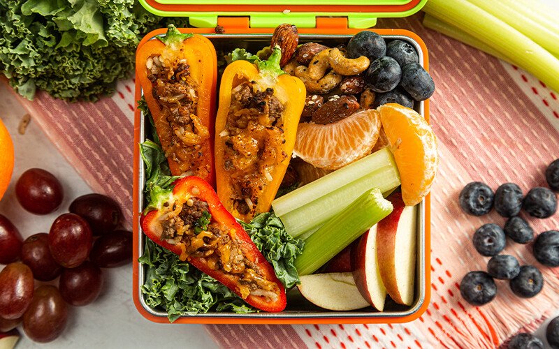 Bento Box Ground Beef Mini Taco Stuffed Peppers