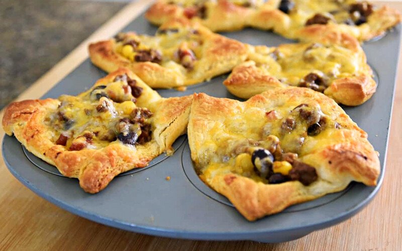 Cheesy Beef Taco Crescent Cups