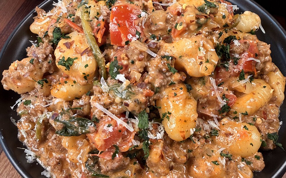 Creamy Ground Beef Gnocchi Skillet