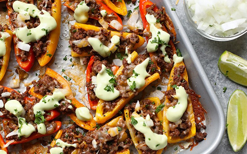 Fajita Nachos with Avocado Crema