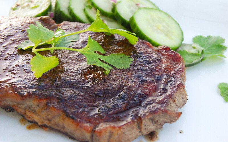 Five-Spice Ribeye with Cucumber Salad