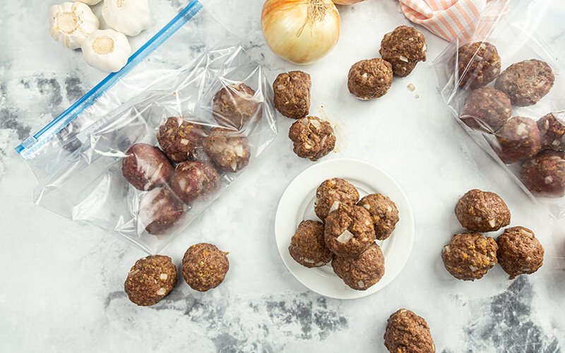 Freezer Bag Ground Beef Meatballs