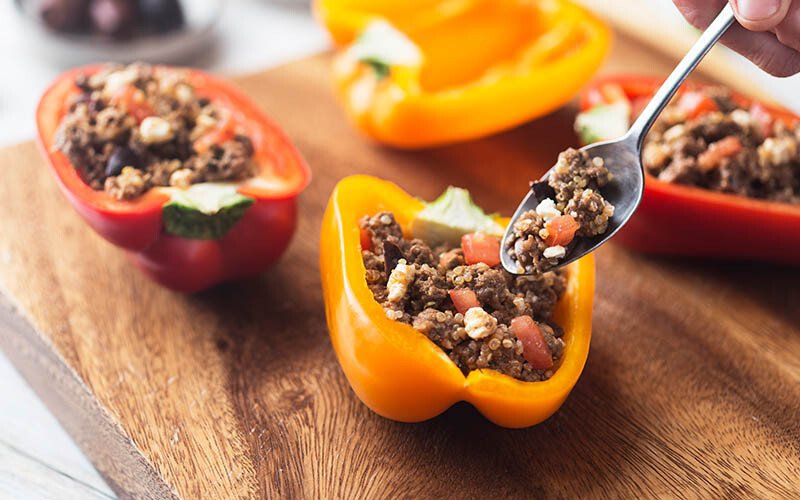 Greek Stuffed Peppers for Two