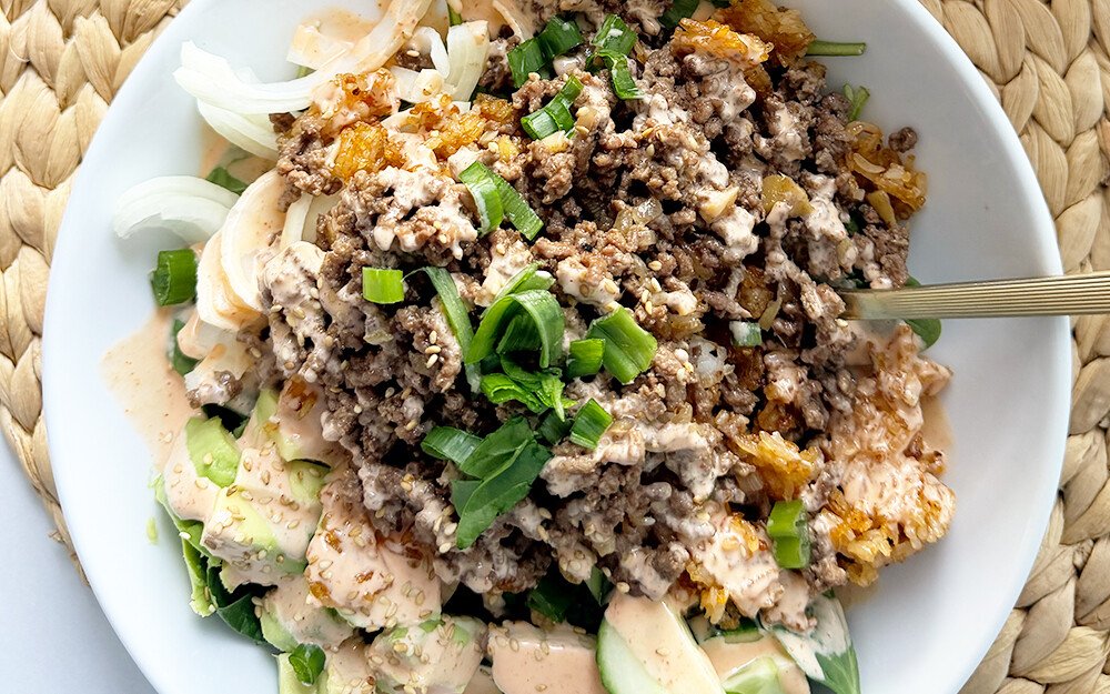 Ground Beef Crispy Rice Bowl | Easy High-Protein Dinner Recipe