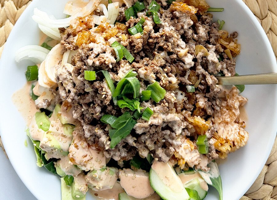 Ground Beef Crispy Rice Bowl | Easy High-Protein Dinner Recipe