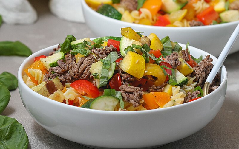 Ground Beef Ratatouille Pasta