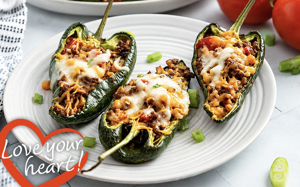 Heart-Healthy Beef-Stuffed Poblano Peppers
