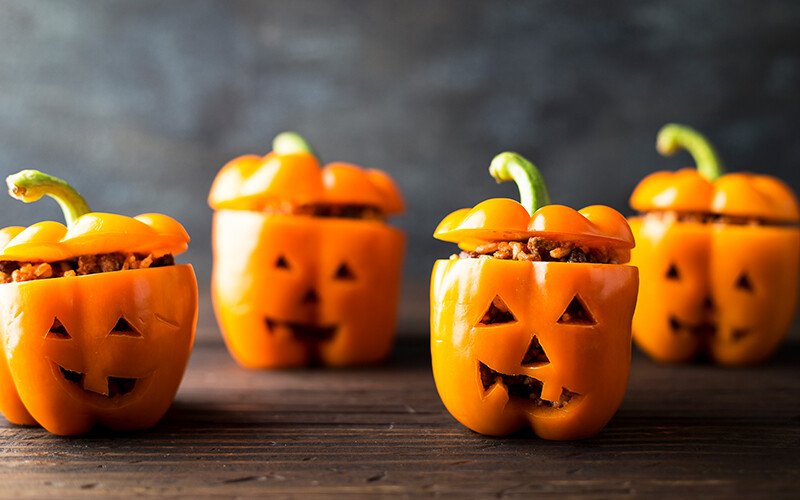 Jack O' Lantern Stuffed Peppers