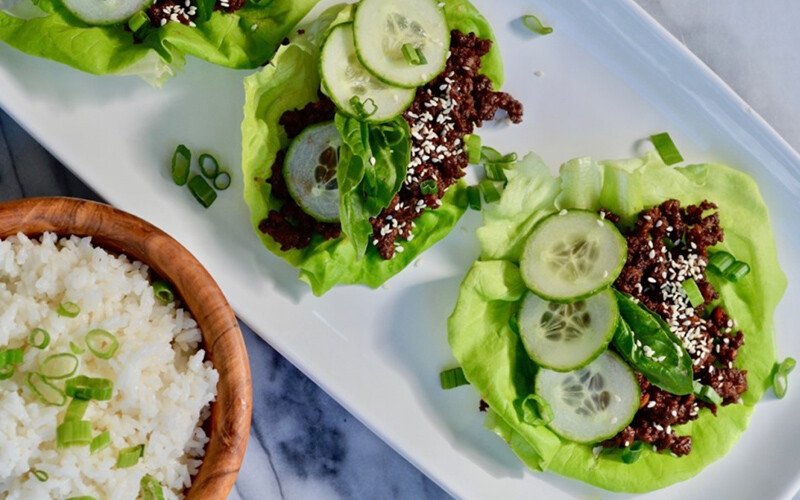 Korean Beef Lettuce Wraps with Coconut Rice