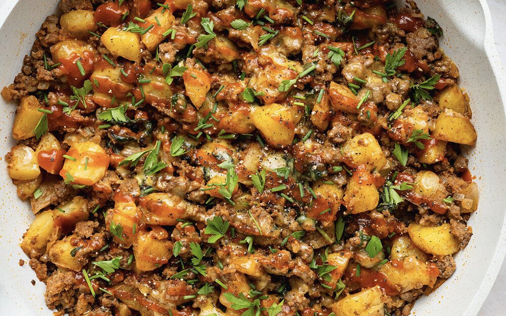 One-Skillet Ground Beef and Potatoes