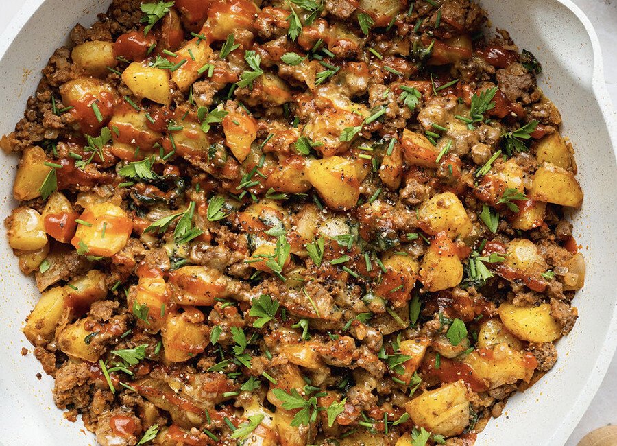 One-Skillet Ground Beef and Potatoes
