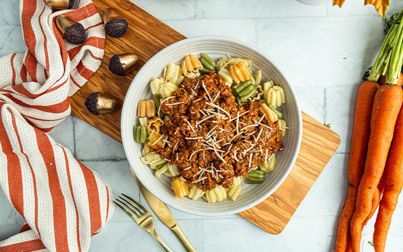 Pumpkin & Ground Beef Bolognese Pasta