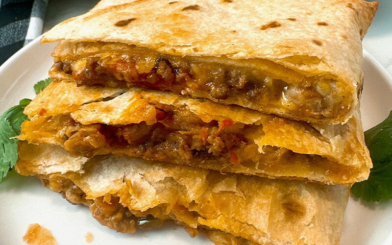 Sheet Pan Beef Quesadillas - The Country Cook