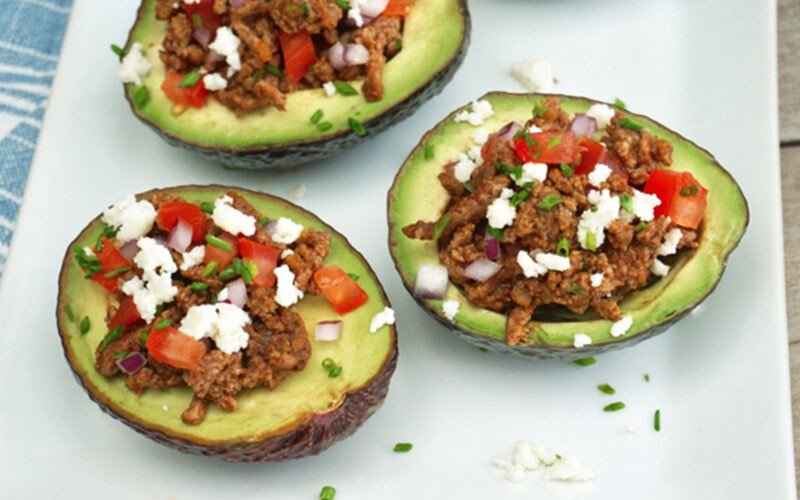 Spicy Chipotle Beef Taco Stuffed Avocados